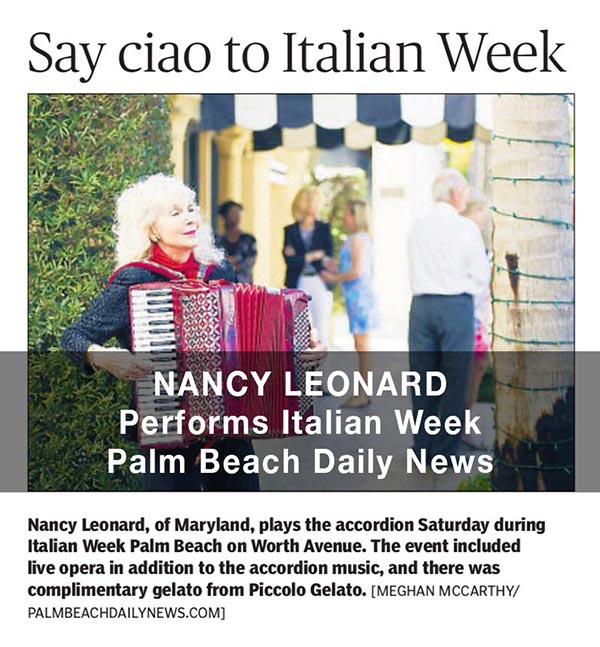 Nancy Leonard Performs at Italian Week, Palm Beach